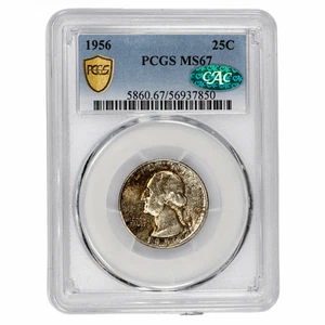 1956 Washington Quarter 25C PCGS MS 67 CAC - Picture 1 of 2