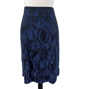 Falda Studio West Apparel talla grande negra azul medianoche encaje rebordear lápiz - Imagen 1 de 9