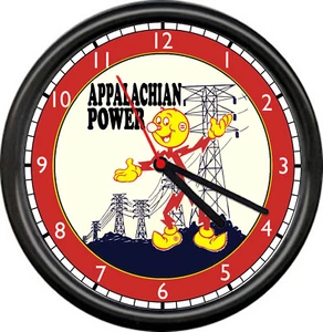 Reddy Kilowatt Appalachian Power West Virginia Electric Lineman Sign Wall Clock - Picture 1 of 1