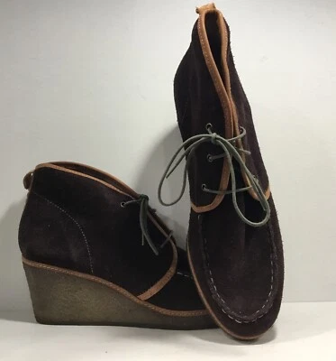 Botines para mujer Olukai Wali cuña marrón gamuza talla 11 cordones oliva usados en excelente estado Foto 1 de 4