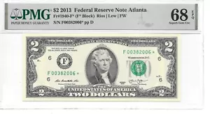 2013* $2 Atlanta Star FRN (F* Block) PMG 68 EPQ Superb Gem Uncirculated - Picture 1 of 22