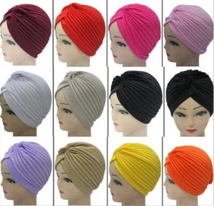 Turban Style Head Wrap Hair Loss Cap Chemo Head cover Hat Bandana Scarf - Picture 1 of 24