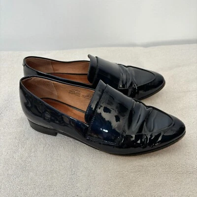Halogen Emilia Loafer Navy Blue Patent Leather Point Toe Slip On Flat Women 6.5 - Image 1 of 4