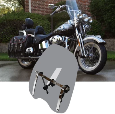 Large Smoke Windshield 18"x16" For Harley Davidson Dyna Softail Sportster King - Image 1 of 4