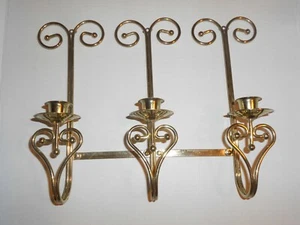 Par de candelabros ajustables de latón de 3 niveles/aplique de pared único - Imagen 1 de 4