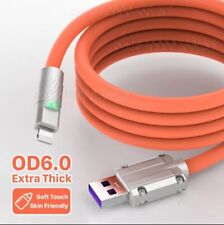 120 W 6A chargeur rapide silicone liquide orange robuste câble USB pour iPhone 