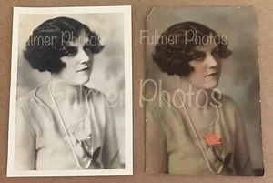 RARE 1930s VTG 5x8 Beautiful HAND COLORED + B&W Photo Tinted Photo PORTRAIT COA - Picture 1 of 16