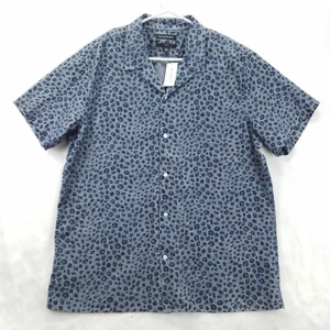 NEW Banana Republic Shirt Men XL Blue Gray Animal Print Camp Collar Short Sleeve - Picture 1 of 12