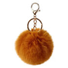 Fluffy Fur Pom Keychain Soft Plush Faux Rabbit Fur Ball Pendant (Coffee)