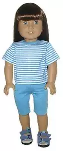 Pantalones cortos de punto azul para muñecas American Girl de 18" - Imagen 1 de 1