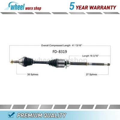 Eje delantero derecho CV compatible con Lincoln MKT 3,7 L AWD 2017, Ford Flex 3,5 L 2019 Foto 1 de 2