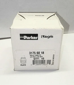 Pack of 10 Legris 3175 60 18 Fittings 3/8" TUBE X 3/8" NPTM Nickel plated brass - Picture 1 of 2