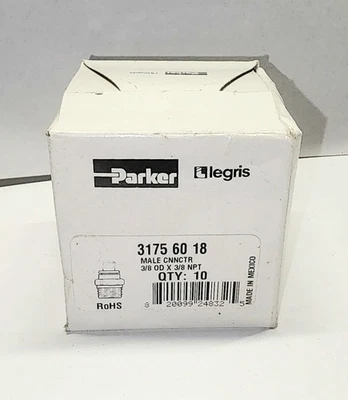 Pack of 10 Legris 3175 60 18 Fittings 3/8" TUBE X 3/8" NPTM Nickel plated brass - Image 1 of 2