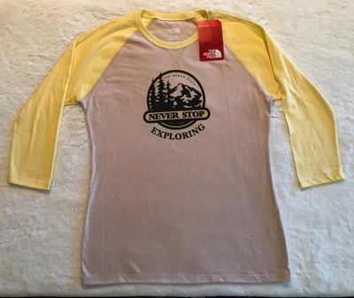 Рубашка THE NORTH FACE бежевая желтая бейсбольные рукава Never Stop Exploring средняя - Изображение 1 из 4