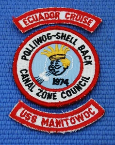 Canal Zone Polliwog Shell Back 1974 Boy Scout Patch Ecuador Cruise Vintage Origi - Picture 1 of 4