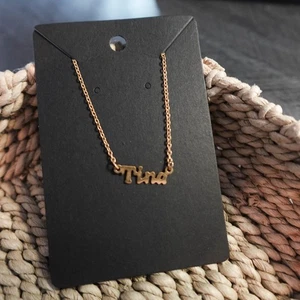 Tina 14" Personalized Choker Necklace Gold Tone Dainty Delicate Name Gift - Picture 1 of 4