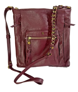 ELLIOTT LUCCA Gwen BURGUNDY  Maroon GENUINE LEATHER Crossbody SHOULDER BAG Purse - Picture 1 of 12