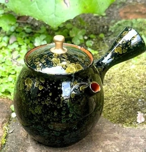 Tokoname Japanese Teapot Shudei Gold & Blue Tenmoku Kyusu 230ml by Shoryu Japan - Picture 1 of 12