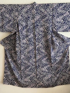 Japanese Pre-Owned Silk Vintage Kimono  61"L  Floral Print From Japan - Picture 1 of 8