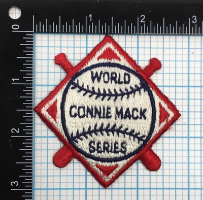 VINTAGE CONNIE MACK WORLD SERIES AMATEUR BASEBALL 3" CLOTH EMBROIDERED PATCH - Image 1 of 2