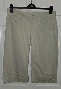 BANANA REPUBLIC Khaki Stretch Cotton Cuffed Wide Leg Pedal Pushers Capris 12 - Picture 1 of 7