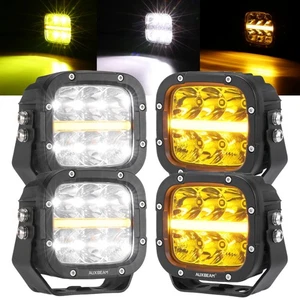 4PCS AUXBEAM 5" LED Work Pods Driving Lights Spot Flood & Amber Cover White DRL - Picture 1 of 12
