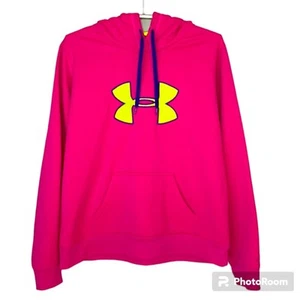 UNDER ARMOUR | Youth XL Florescent Pink & Yellow Pullover Hooded Sweatshirt - Picture 1 of 9