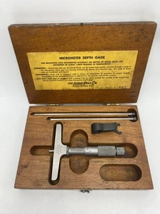 Vg Lufkin Rule Co Depth Micrometer No 513 Machinist Tool 0-3" With Wood Box - Picture 1 of 8