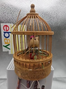Carillones de viento vintage de pájaro cantando en jaula para pájaros - Imagen 1 de 6