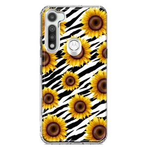 For Motorola Moto G Fast Shockproof Hybrid Case, Zebra Sunflowers Polkadot - Picture 1 of 1