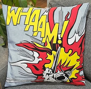 Roy Lichtenstein Whaam! Explosion Pop art pillow case cover UK Organic Cotton - Picture 1 of 8