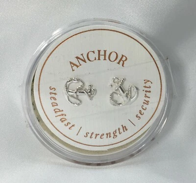 ALEX AND ANI Anchor Stud Earrings, 0.925 Sterling Silver, 10.5 mm x 9.5 mm Foto 1 de 4