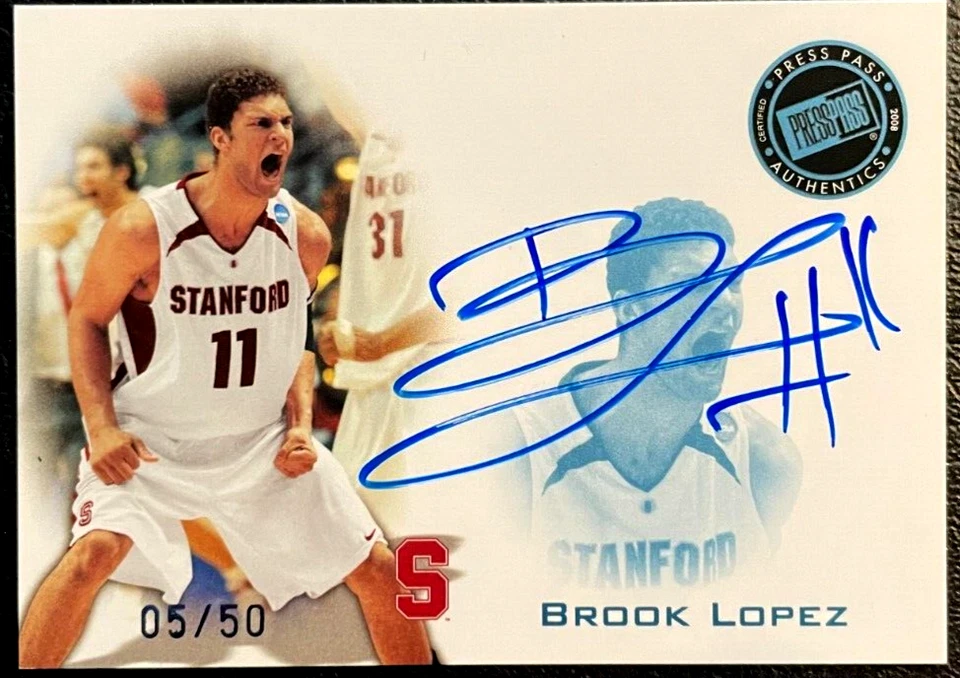 Press Pass Signings 2008 #PPS-BL Brook Lopez azul novato automático #05/50 radiocontrol Stanford Foto 1 de 2
