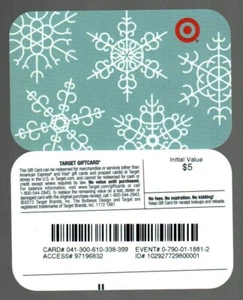 TARGET Snowflakes ( 2012 ) Gift Card ( $0 ) - RARE - Picture 1 of 1