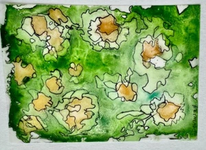 ACEO original painting watercolor/ ink on YUPO paper handmade OOAK abstract - Picture 1 of 1