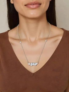 0.52 Ct Lab Grown CVD Multi Shape Diamond Pendant Necklace 18k White Solid Gold - Picture 1 of 7