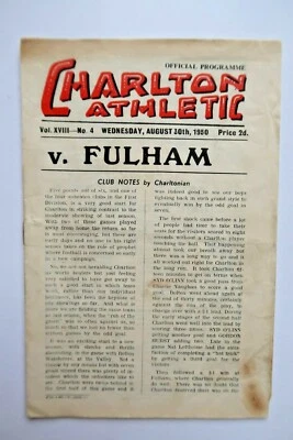 CHARLTON ATHLETIC v FULHAM FOOTBALL PROGRAMME 1950 - 1951 DIVISION 1 - Image 1 of 3