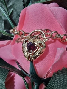 9k Silver Filled Gold Heart Bracelet 12.17G AUS SELLER FRESS POSTAGE - 253194 - Picture 1 of 4
