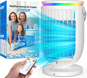 AI Portable Air Conditioners Fan, 120° Oscillating Evaporative Mini Room Air Con - Picture 1 of 9