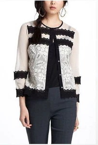 2 Nuevo en Paquete Anthropologie LeifNotes Encaje "Agraffe Cardigan" Suéter Top - Imagen 1 de 3