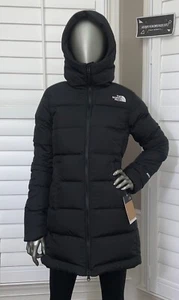 The North Face Womens Gotham Mid Parka 550-Down Winter Jacket Hooded - Black NWT - Picture 1 of 19