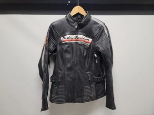 Harley Womens Adraga Waterproof Leather Riding Jacket, Medium - Picture 1 of 9