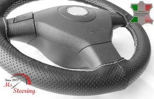 PARA MITSUBISHI ECLIPSE 07-12 CUBIERTA VOLANTE CUERO NEGRO PERF GRIS CLARO - Imagen 1 de 6