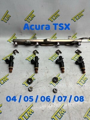 2006 Acura TSX Injectors  And Fuel Rail 2.4 Engine K24A2 2004 2005 2007 2008 OEM - Image 1 of 4