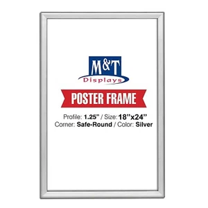 18" x 24" Snap Frame, 1.25" Profile, Safe Round Corners, Wall Mounted - Silver - Picture 1 of 5