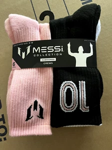 MLS Miami Soccer Fan Lionel Messi Collection Cushioned Crew Socks Set of 6 - Picture 1 of 5