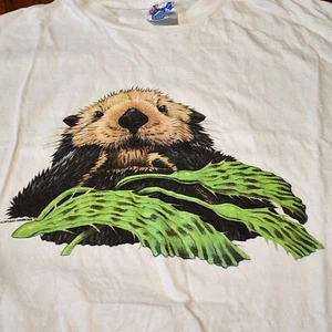 Vintage Nature Tee XL Sea Otter Animals Hanes Beefy T 90s Single Stitch - Bild 1 von 7