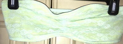 NUEVO SIN ETIQUETAS SUJETADOR BANDEAU VICTORIA’S SECRET “ROSA” LIMA CON ENCAJE AZUL BEBÉ talla M Foto 1 de 4