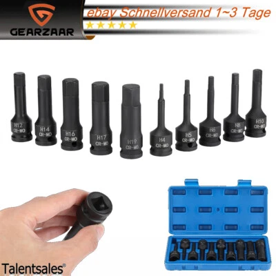 10X INNEN SECHSKANT STECKSCHLÜSSEL SATZ 1/2" KRAFT NÜSSE INBUS SCHRAUBEN - Bild 1 von 4