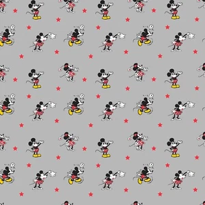 Camiseta deportiva de punto de Mickey & Minnie Mouse de tela gris ~ 60" de ancho vendida por 1/2 yarda - Imagen 1 de 1